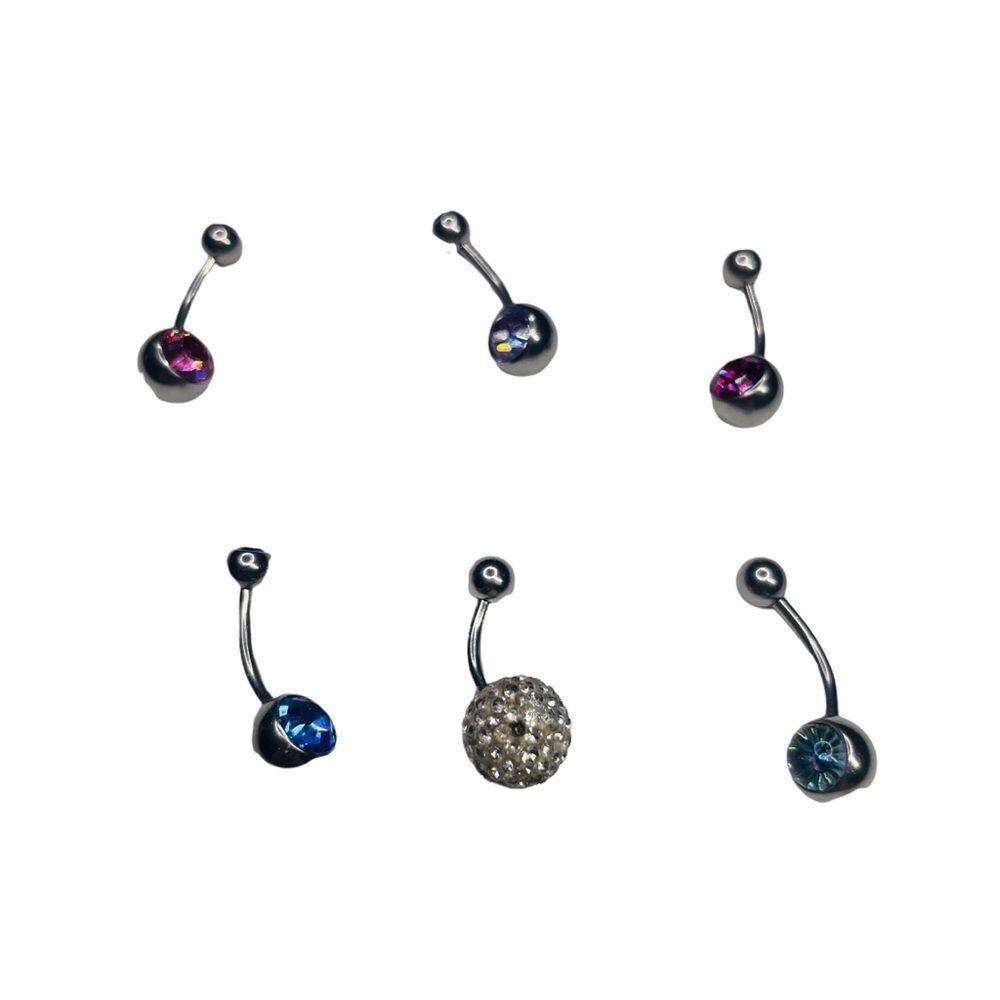6 Assorted Belly Button Rings - Picture 1 of 8